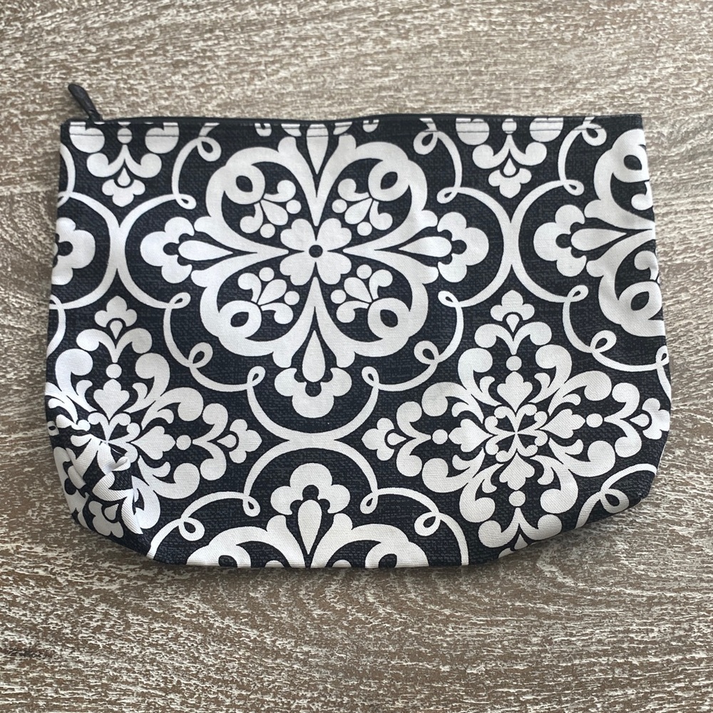 Thirty-One Black and White Floral Pouch